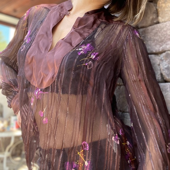 Free People Flowy Sheer Flower Blouse - Picture 5 of 7